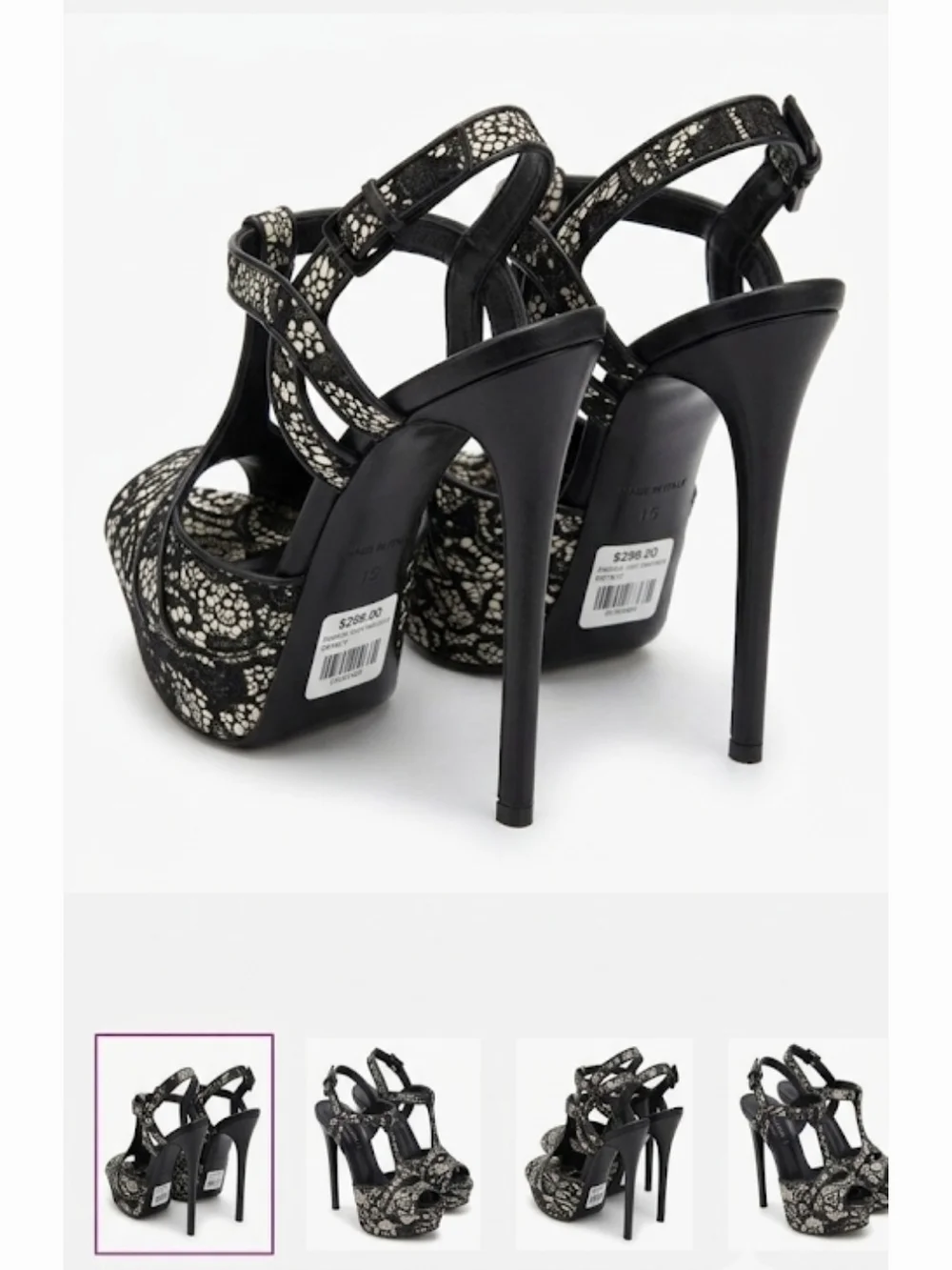 Casadei Black Lace Platform Stiletto Sandals